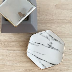 Marble with Gold Trim Jewelry Dish